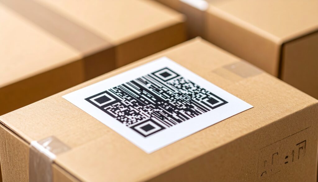 cardboard boxes with qr code labels modern packaging and logistics