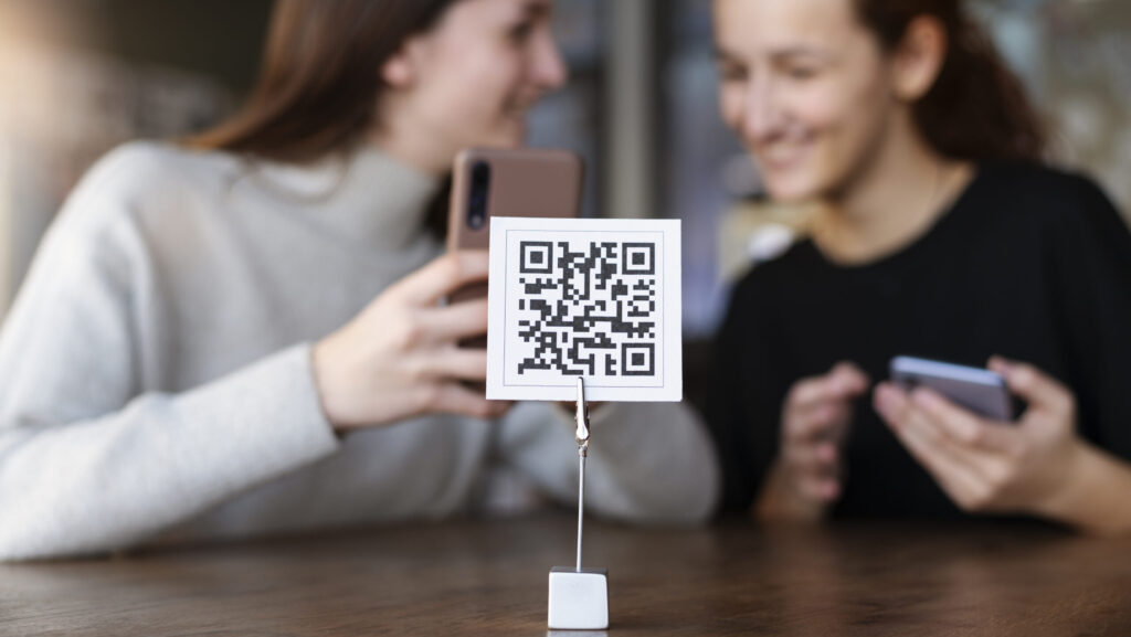 scanning qr code cafeteria