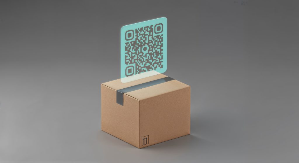 qr code cardboard box ecommerce shipping concept min
